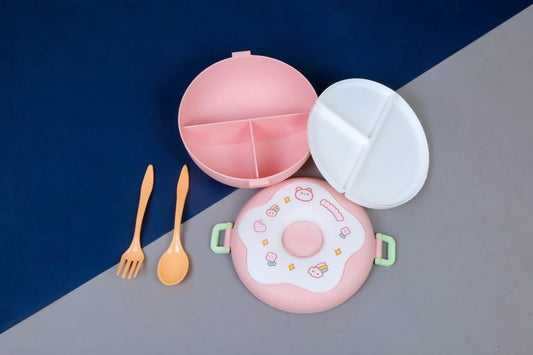 Donut Shape Children’s Lunch Box with Spoon and Fork