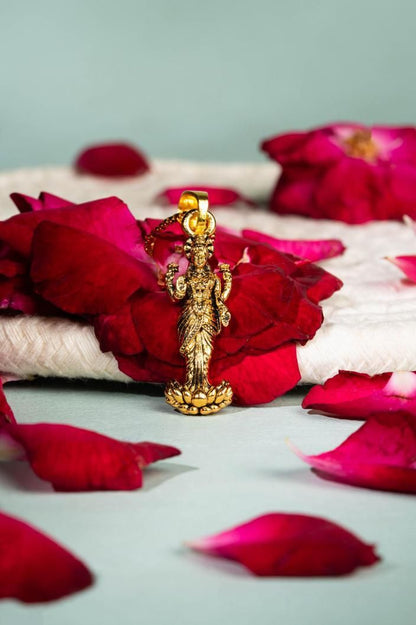 Divine Laxmi Mata Pendant with Gold Plated Chain