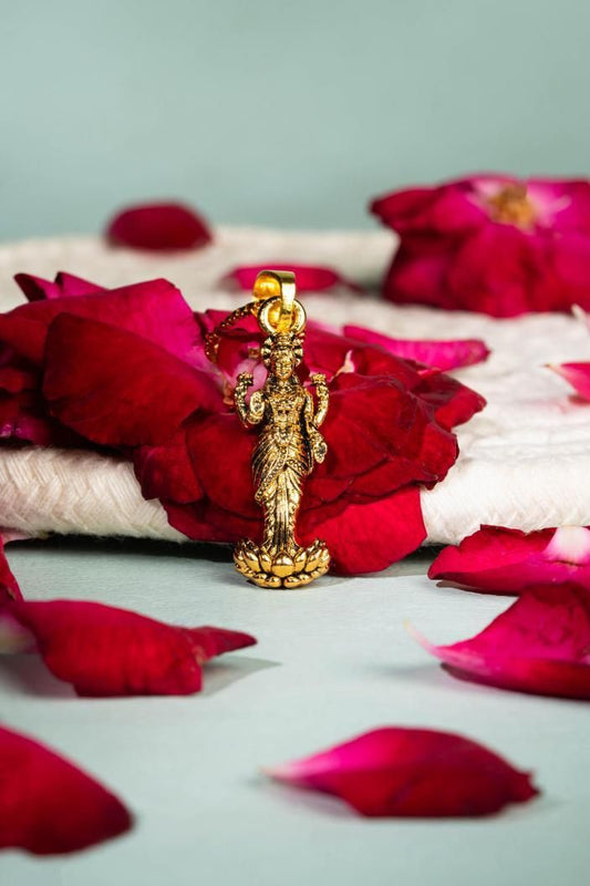 Divine Laxmi Mata Pendant with Gold Plated Chain
