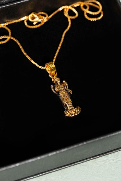 Divine Laxmi Mata Pendant with Gold Plated Chain