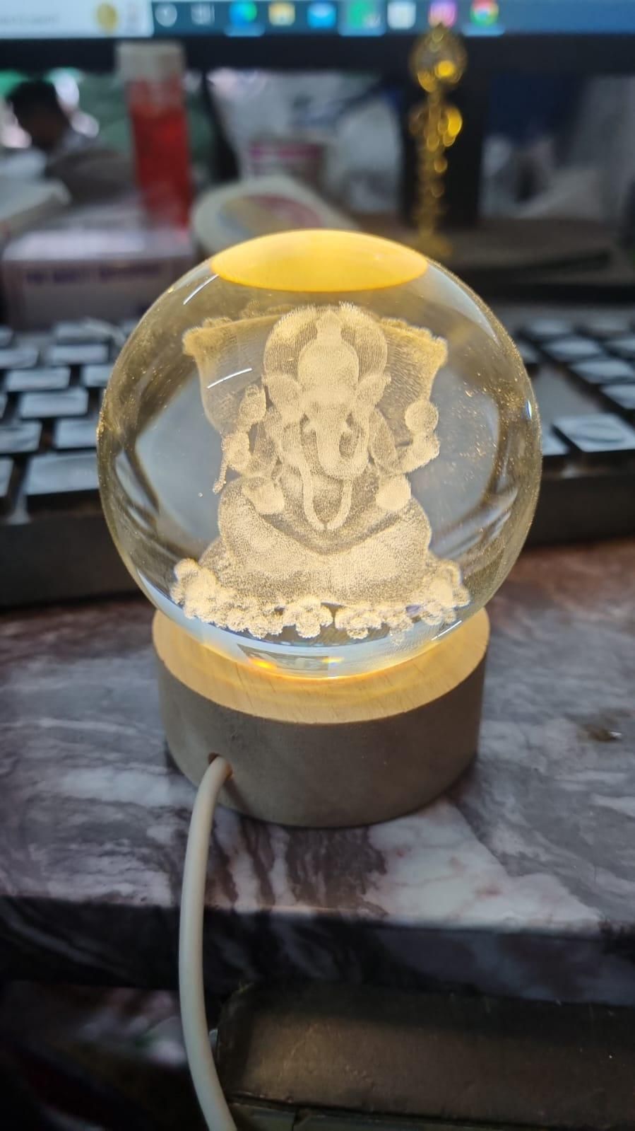 Divine Ganesha Crystal LED Lamp