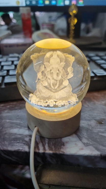 Divine Ganesha Crystal LED Lamp