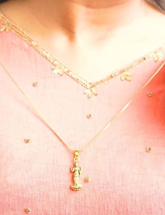 Divine Laxmi Mata Pendant with Gold Plated Chain