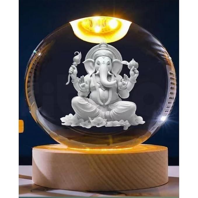 Divine Ganesha Crystal LED Lamp
