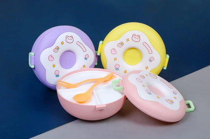 Donut Shape Children’s Lunch Box with Spoon and Fork