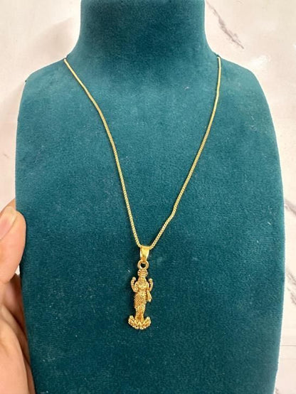 Divine Laxmi Mata Pendant with Gold Plated Chain