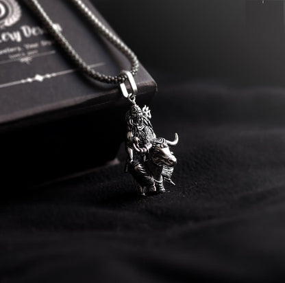 Lord Shiva with Nandi Dev Silver Pendant Chain