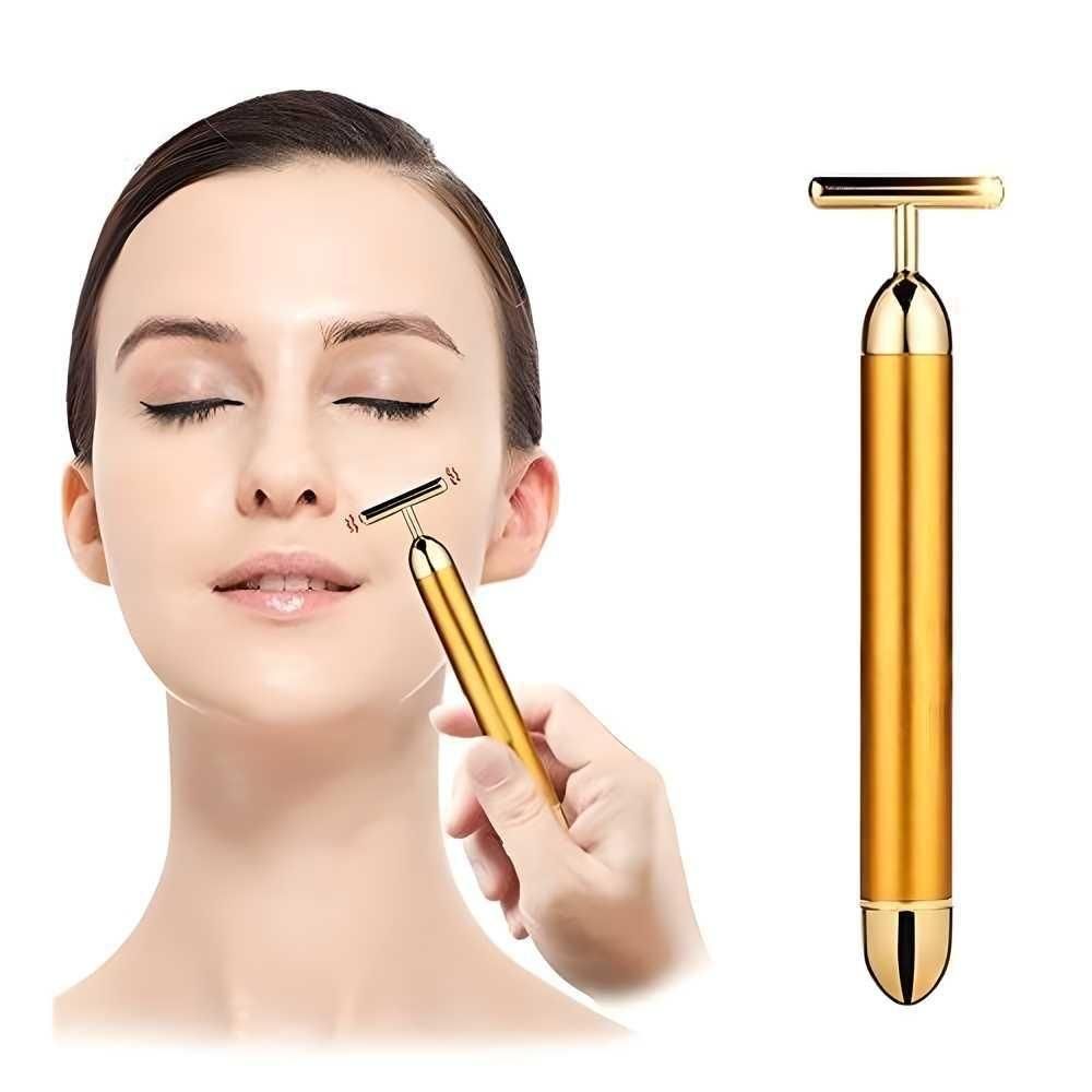 24K Gold Energy Beauty Bar, Electric Facial Massage Roller