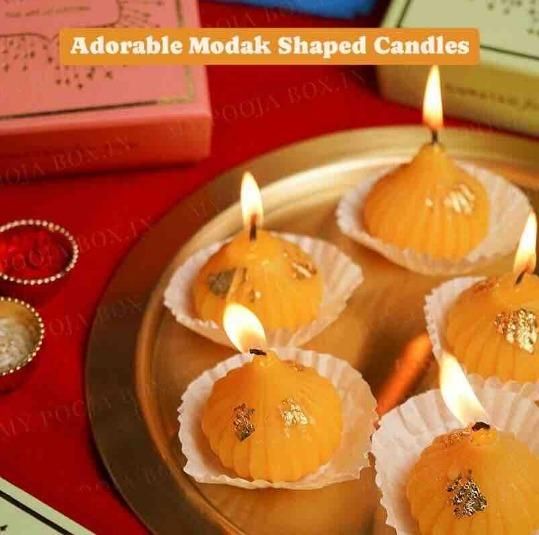 Modak Shaped Decorative Candles, Pack of 4