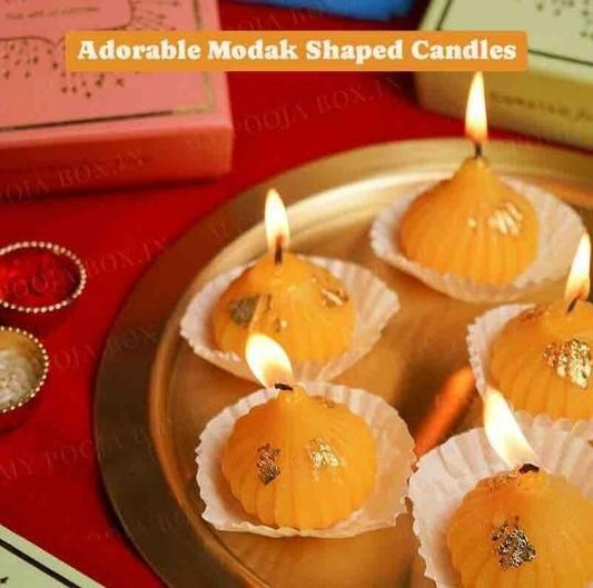 Modak Shaped Decorative Candles, Pack of 4