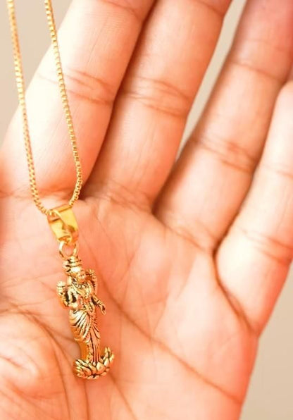 Divine Laxmi Mata Pendant with Gold Plated Chain