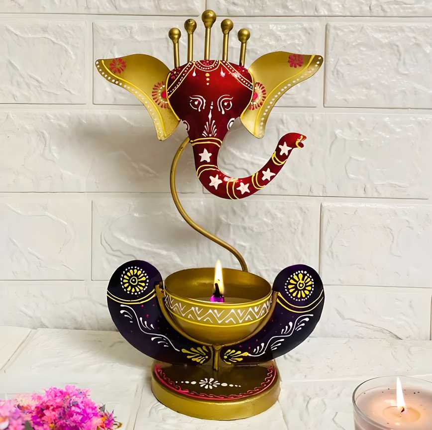Lord Ganesha Diya Candle Holder, Decorative Art