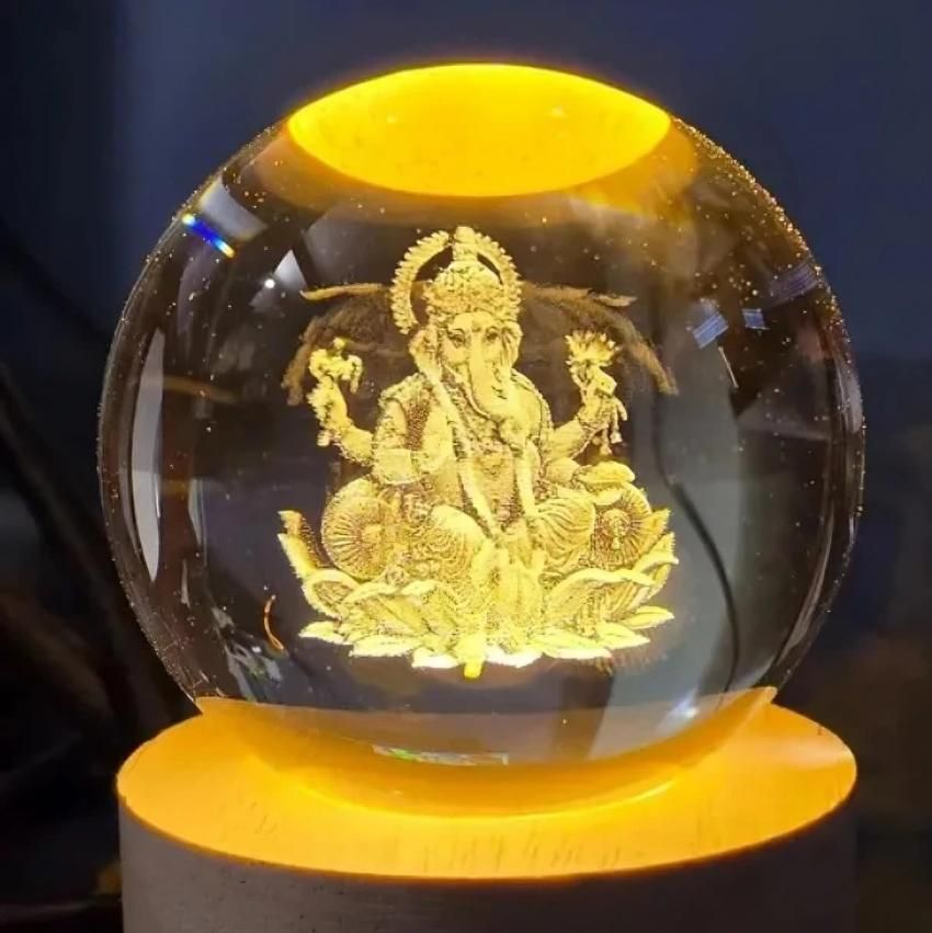 Divine Ganesha Crystal LED Lamp