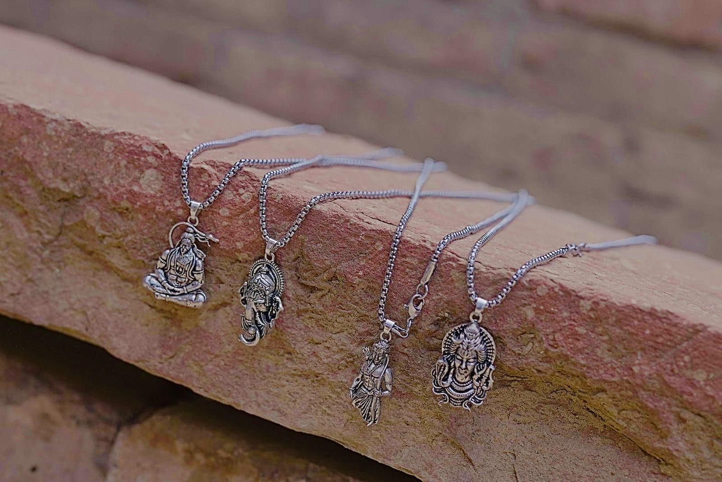 Combo Offer: Buy 1 Get 3 Free Pendant with Chain Set, Oxidised Silver