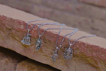 Combo Offer: Buy 1 Get 3 Free Pendant with Chain Set, Oxidised Silver