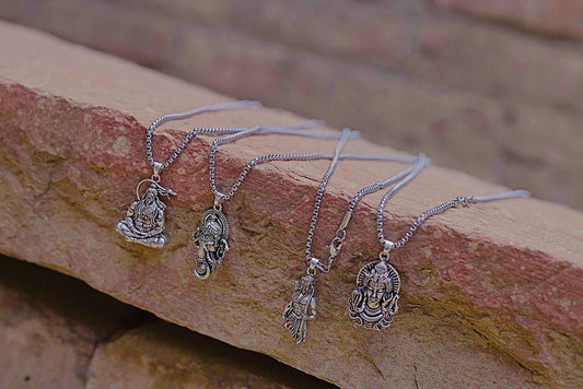 Combo Offer: Buy 1 Get 3 Free Pendant with Chain Set, Oxidised Silver